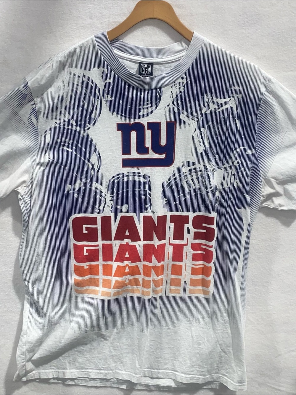 NFL New York Giants White Blue Red Orange Gradient Graphic Tee
